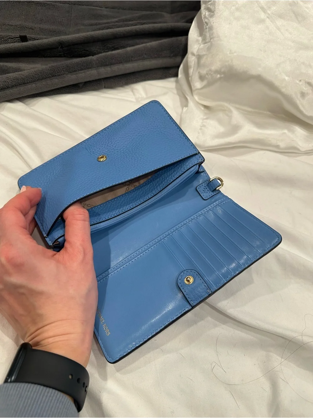 Michael Kors Bright Blue Pebbled Leather Continental Wallet NWOT